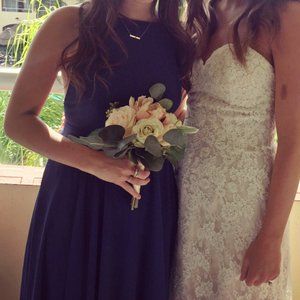 Lulu's Navy Blue Maxi Bridesmaid, Prom Dress